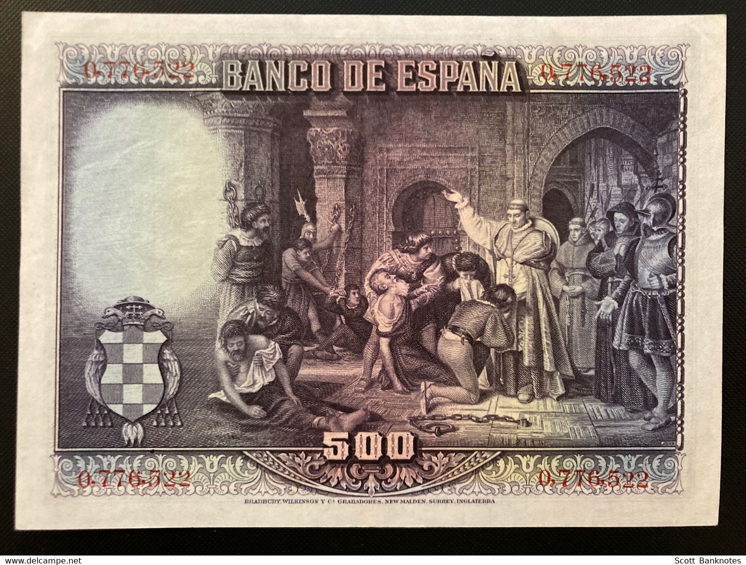 5 x EL BANCO DE ESPANA Banknotes, Madrid 15th August 1928, 1000, 500, 100, 50 and 25 Pesetas.