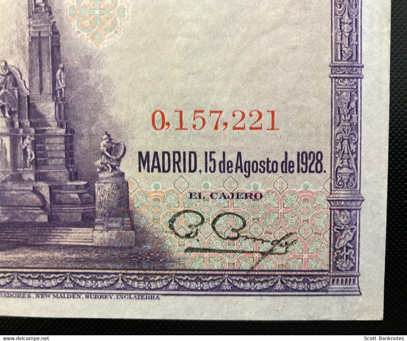 5 x EL BANCO DE ESPANA Banknotes, Madrid 15th August 1928, 1000, 500, 100, 50 and 25 Pesetas.