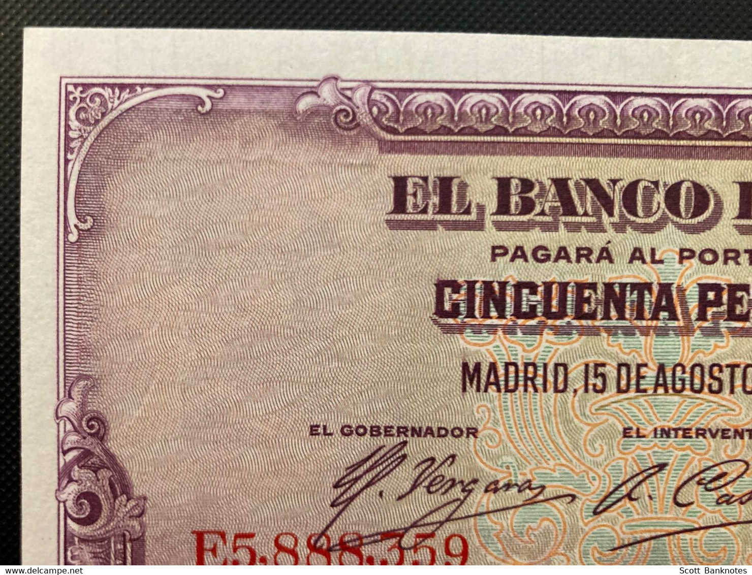 5 x EL BANCO DE ESPANA Banknotes, Madrid 15th August 1928, 1000, 500, 100, 50 and 25 Pesetas.