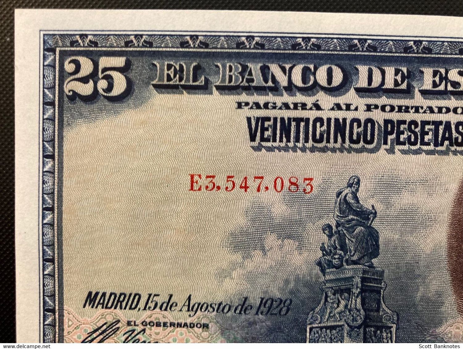 5 x EL BANCO DE ESPANA Banknotes, Madrid 15th August 1928, 1000, 500, 100, 50 and 25 Pesetas.