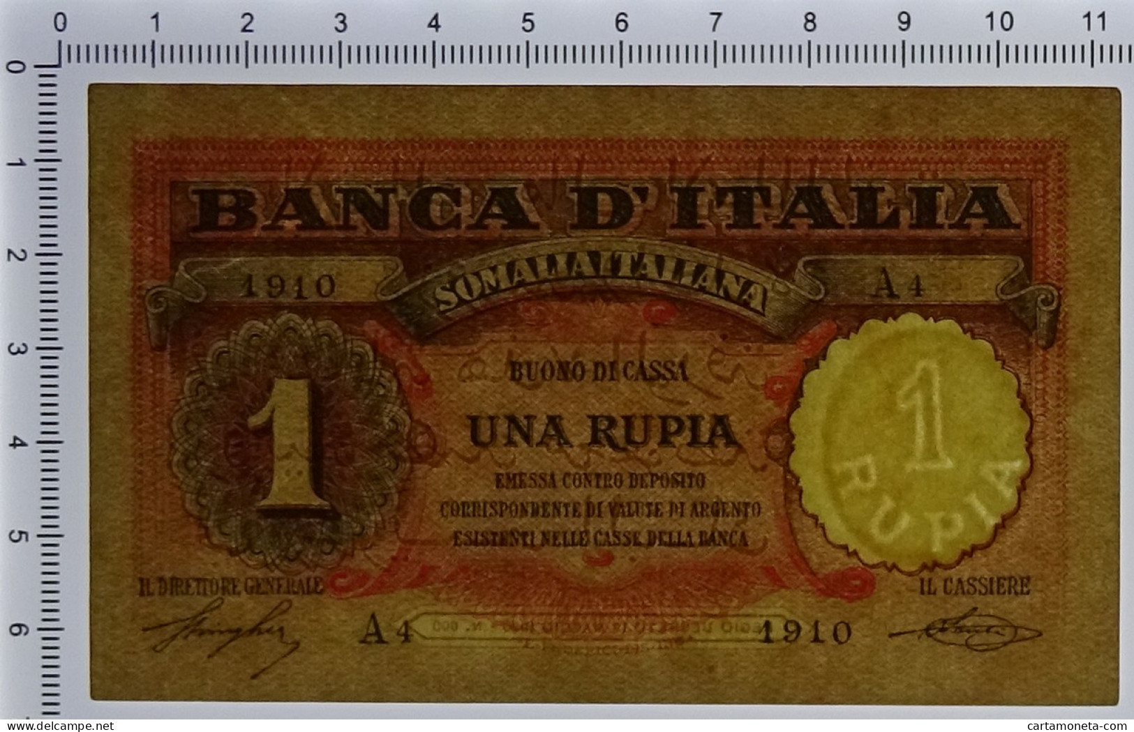 1 RUPIA COLONIA ITALIANA DELLA SOMALIA BANCA D'ITALIA 08/09/1920 SPL/SPL+ - Somalië