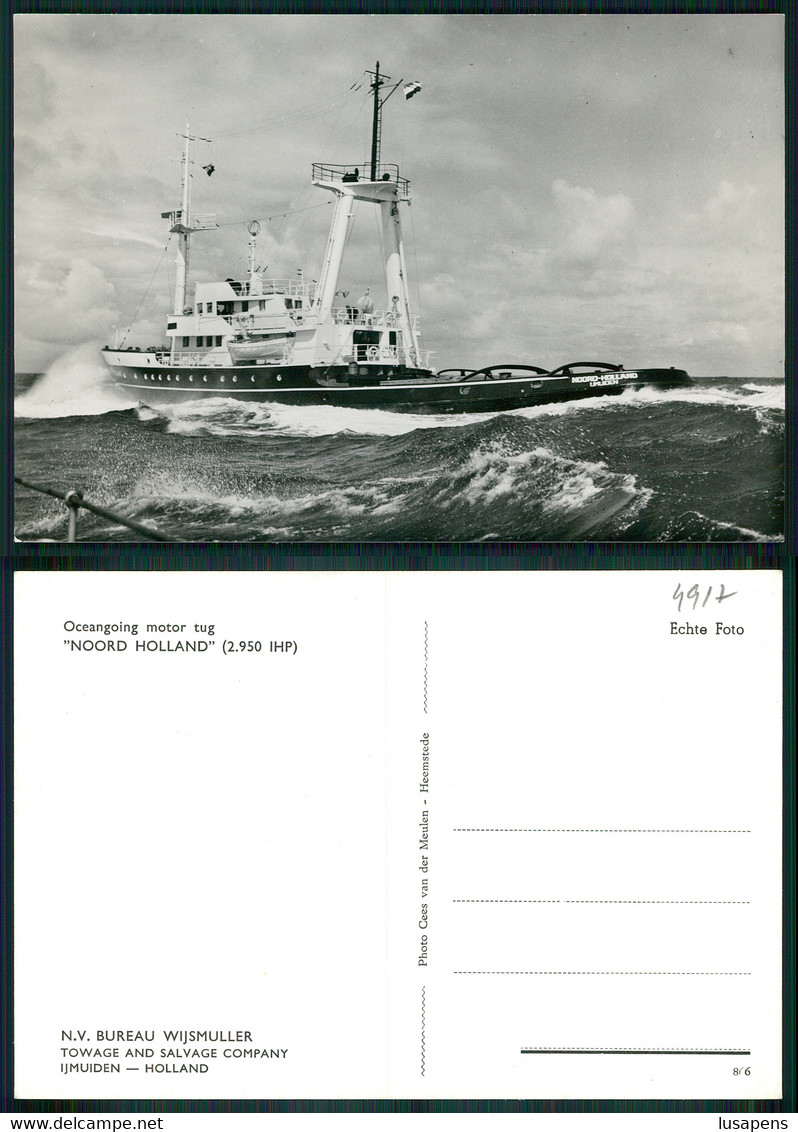 BARCOS SHIP BATEAU PAQUEBOT STEAMER [ BARCOS # 04917 ] - Ocean Tug NOORD HOLLAND In Big Sea !!! - Remorqueurs