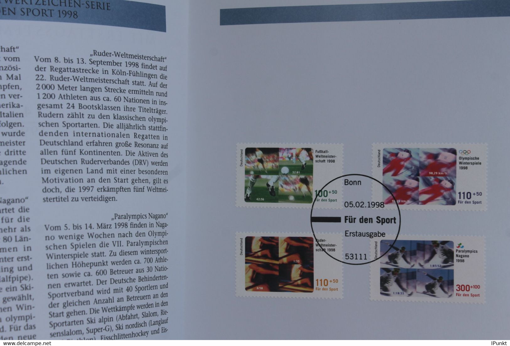Deutschland 1998; Jahressammlung-ETB Der Deutsche POST: Für Den Sport / Sporthilfe,  MiNr. 1968-71, Bitte Lesen - Winter 1998: Nagano
