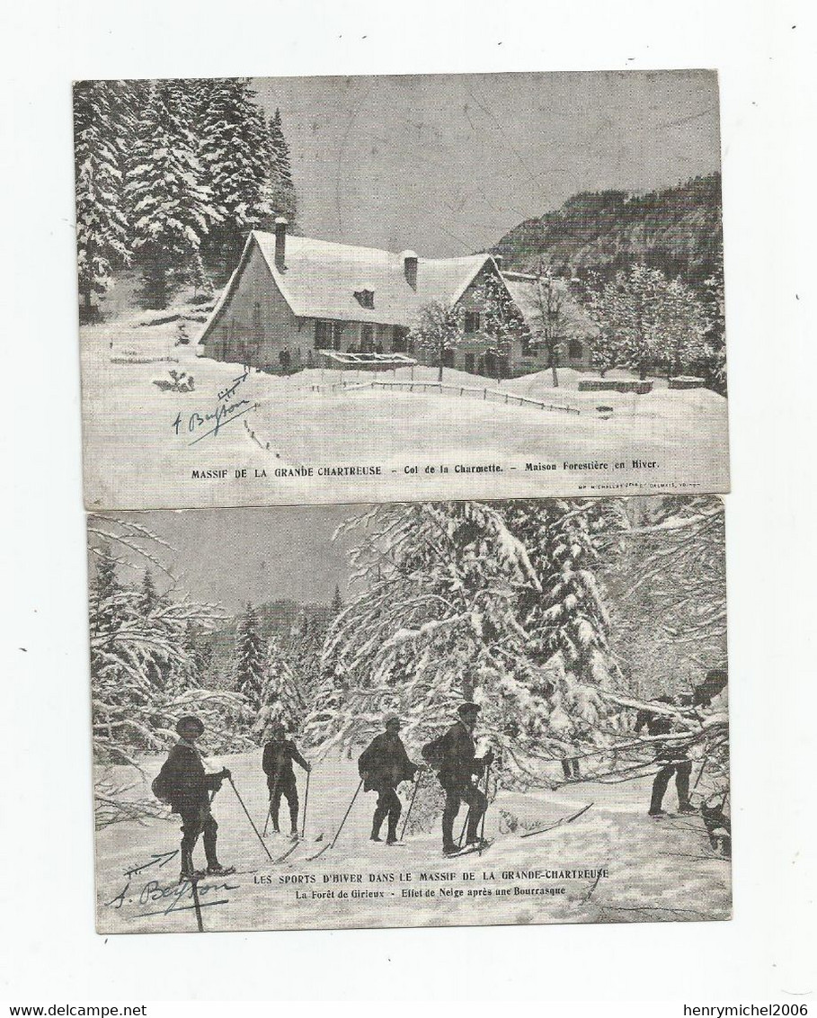 38 Isère Chartreuse Ski Foret De Girieux Effet De Neige.. Maison Forestière En Hiver Col La Charmette Voiron   Lot 2cpa - Chartreuse