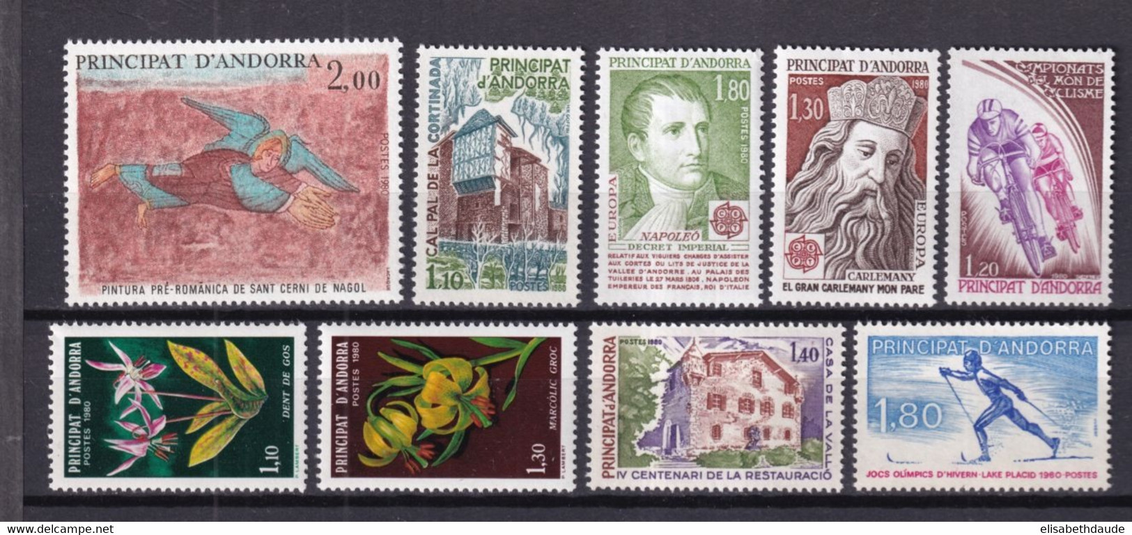 ANDORRE - ANNEE COMPLETE 1980 YVERT N°282/290 ** MNH - COTE 2017 = 14.4 EUR. - - Annate Complete