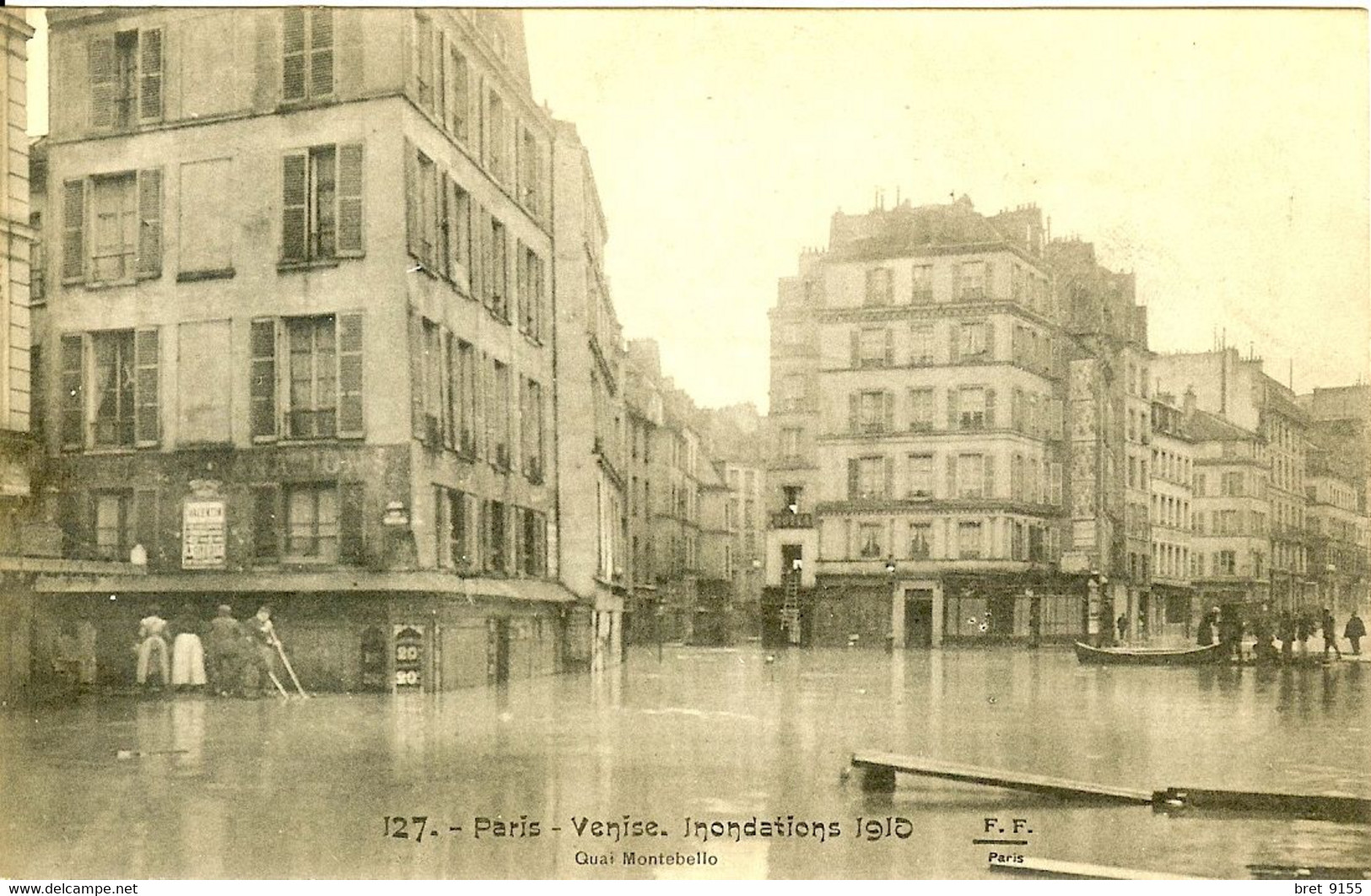 75 PARIS VENISE INONDATIONS DE JANVIER 1910 QUAI MONTEBELLO - Inondations De 1910