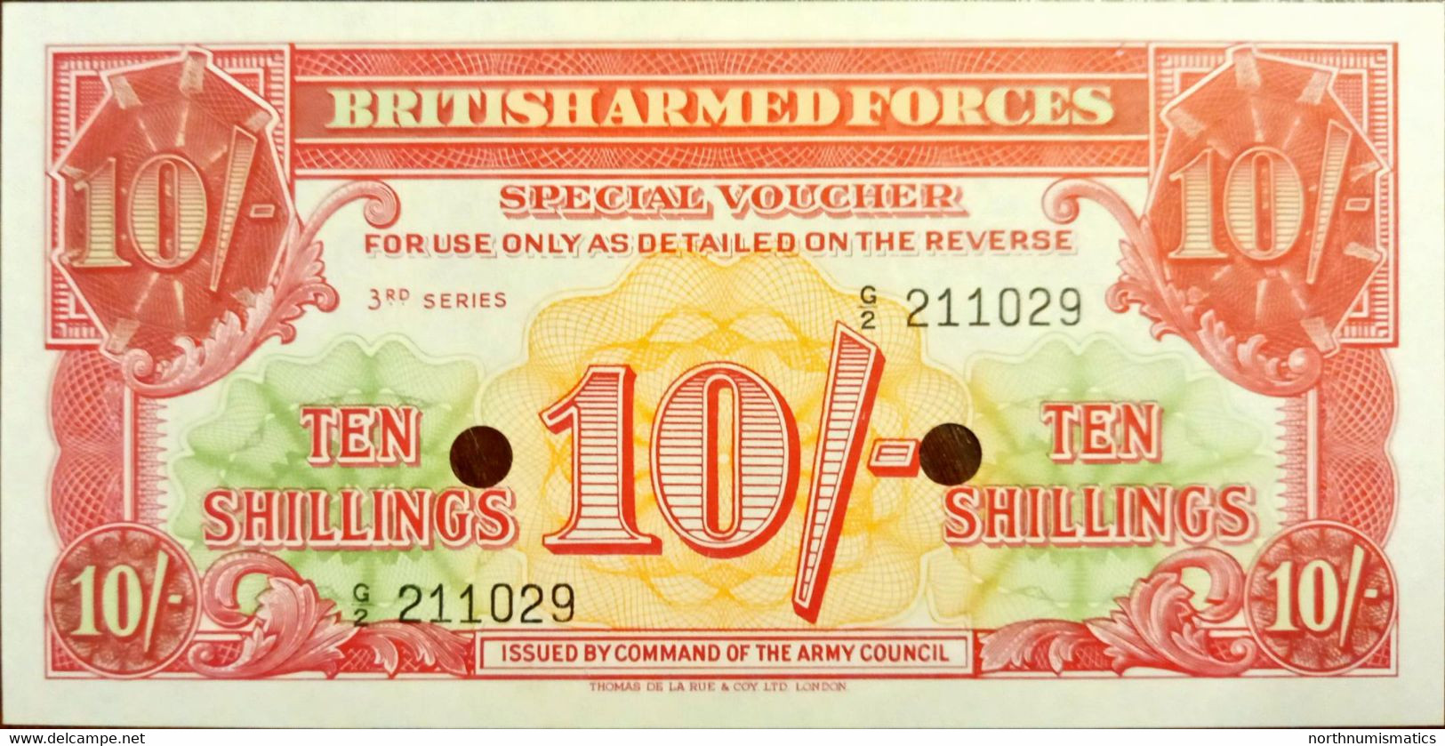 Great Britain British Armed Forces Special Vouchers 10 Shillings 3rd Series Unc - British Troepen & Speciale Documenten