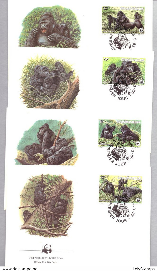 Rwanda 1292 T/m 1295 FDC WWF WNF (1985) - 1980-1989