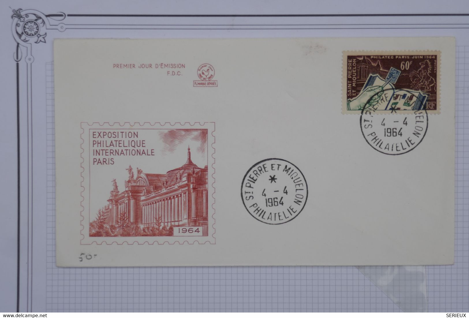 T24 ST PIERRE MIQUELON  BELLE LETTRE FDC  1964 EXPO PARIS  + AFFRANCH. PLAISANT - Cartas & Documentos