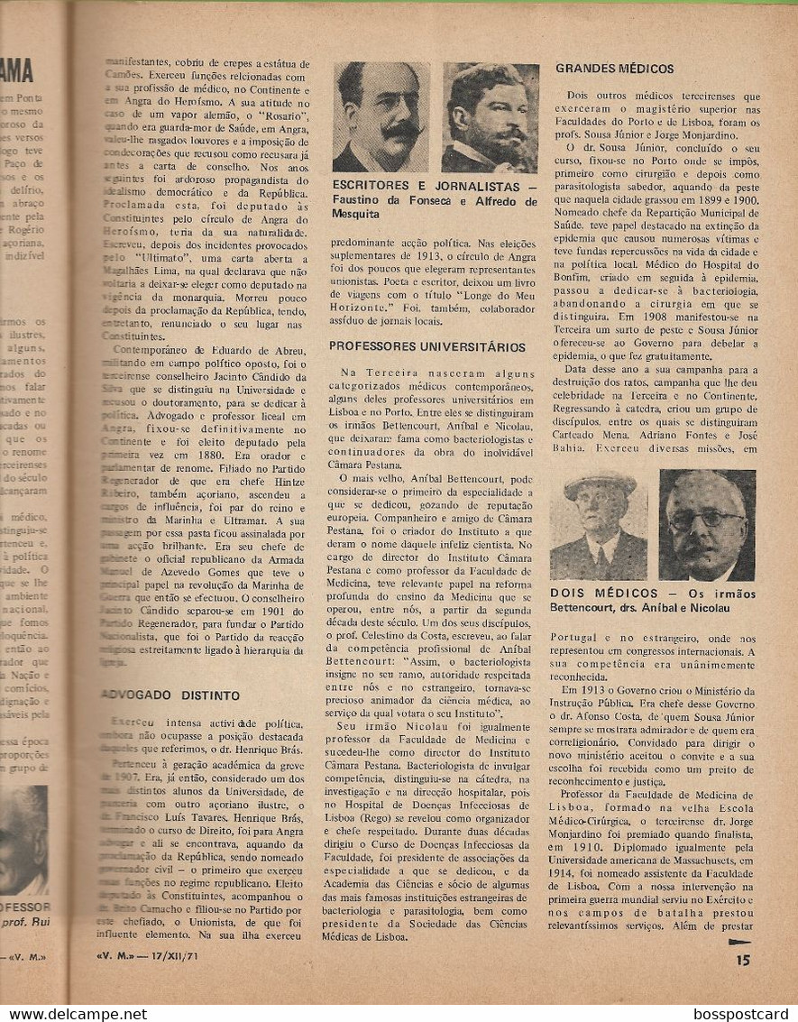 Lages - Ilha Terceira - Revista "Vida Mundial" de 17 de Dezembro de 1971 - Encontro dos Açores