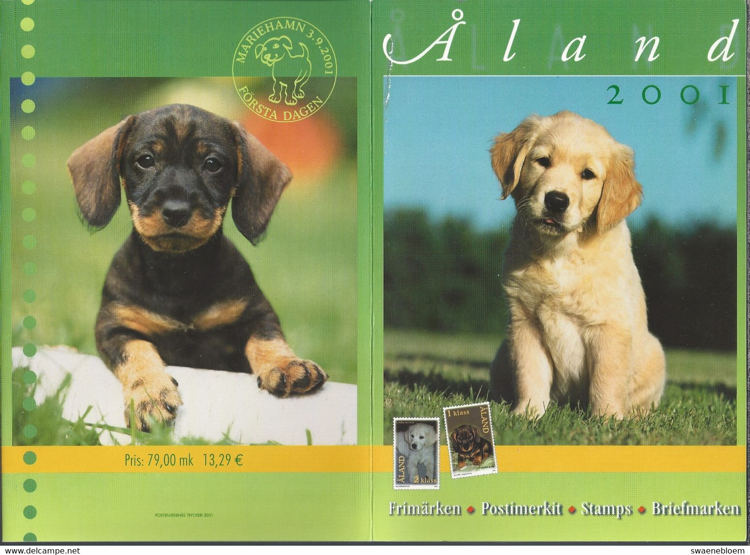 ALAND 2001. FRIMARKEN POSTIMERKIT STAMPS BRIEFMARKEN POSTZEGELHOES. HOND. - Taschine