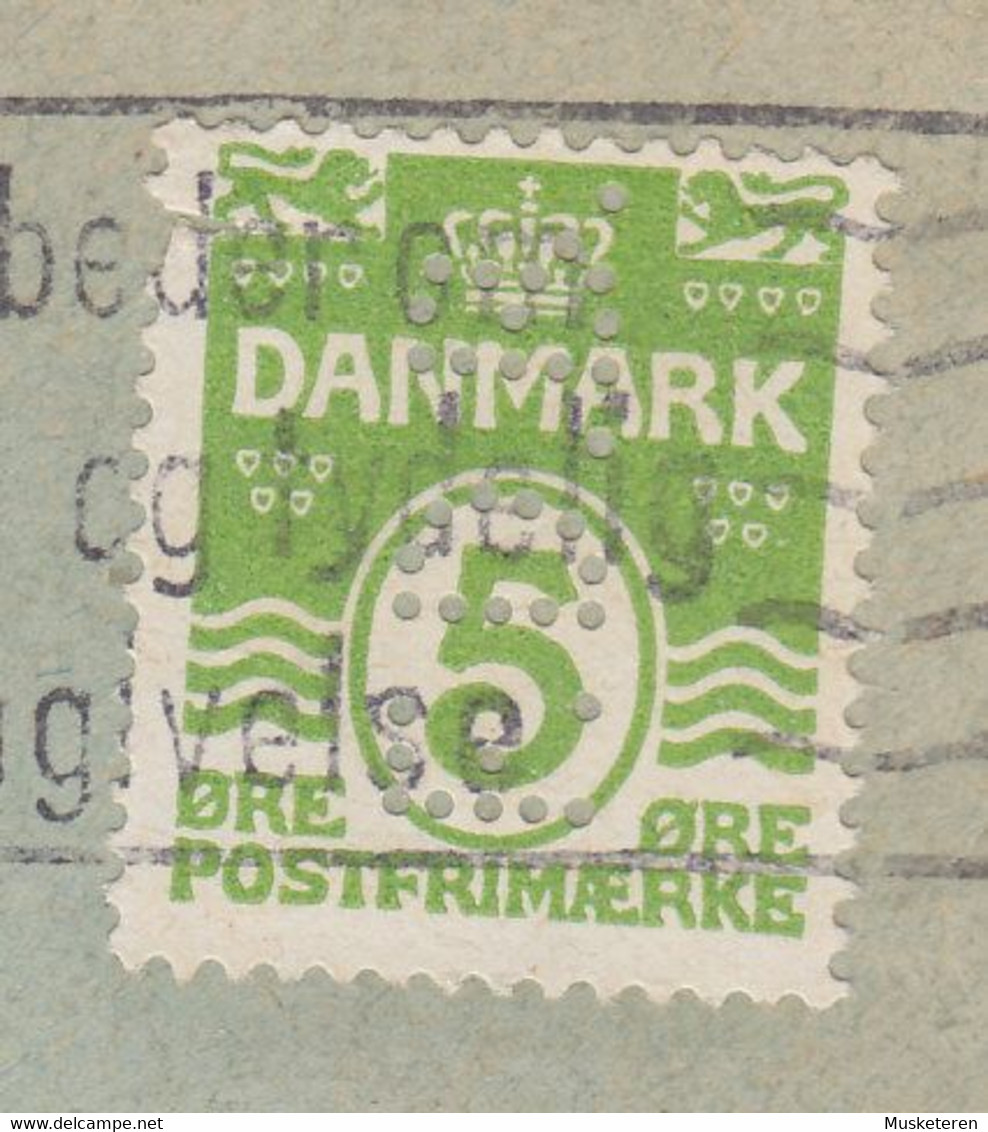 Denmark Perfin Perforé Lochung (F14) 'F.D.B.' FÆLLESFORENINGEN For DANMARKS BRUGSFORENINGER, AARHUS 1936 Cover Brief - Abarten Und Kuriositäten