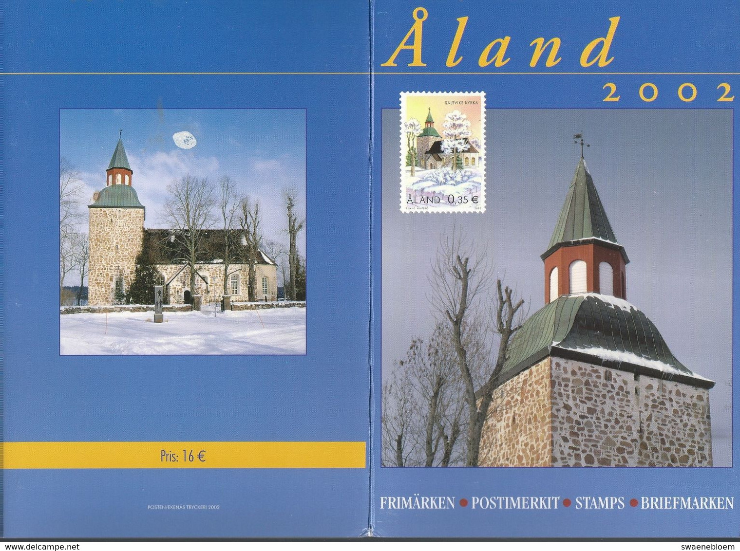 ALAND 2002. FRIMARKEN POSTIMERKIT STAMPS BRIEFMARKEN POSTZEGELHOES. KERK. SALTVIKS KYRKA - Bolsillos