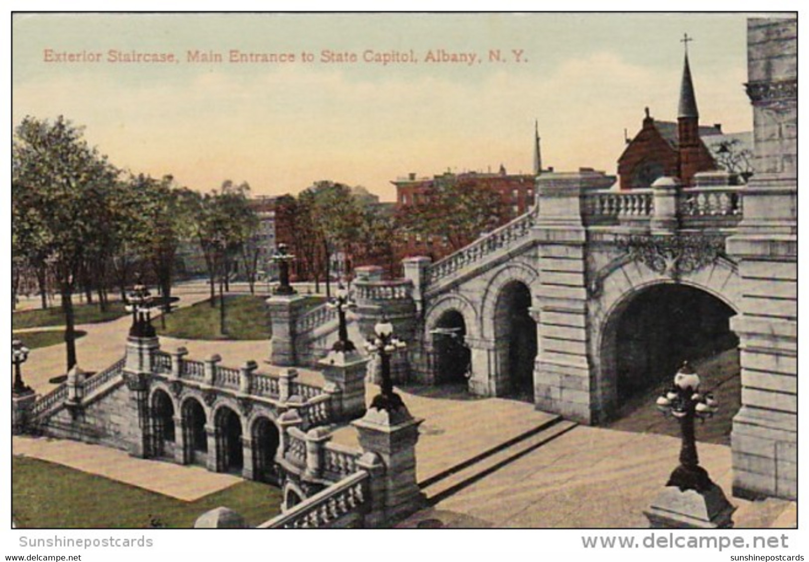 New York Albany State Capitol Building Exterior Staircase &amp; Main Entrance - Albany