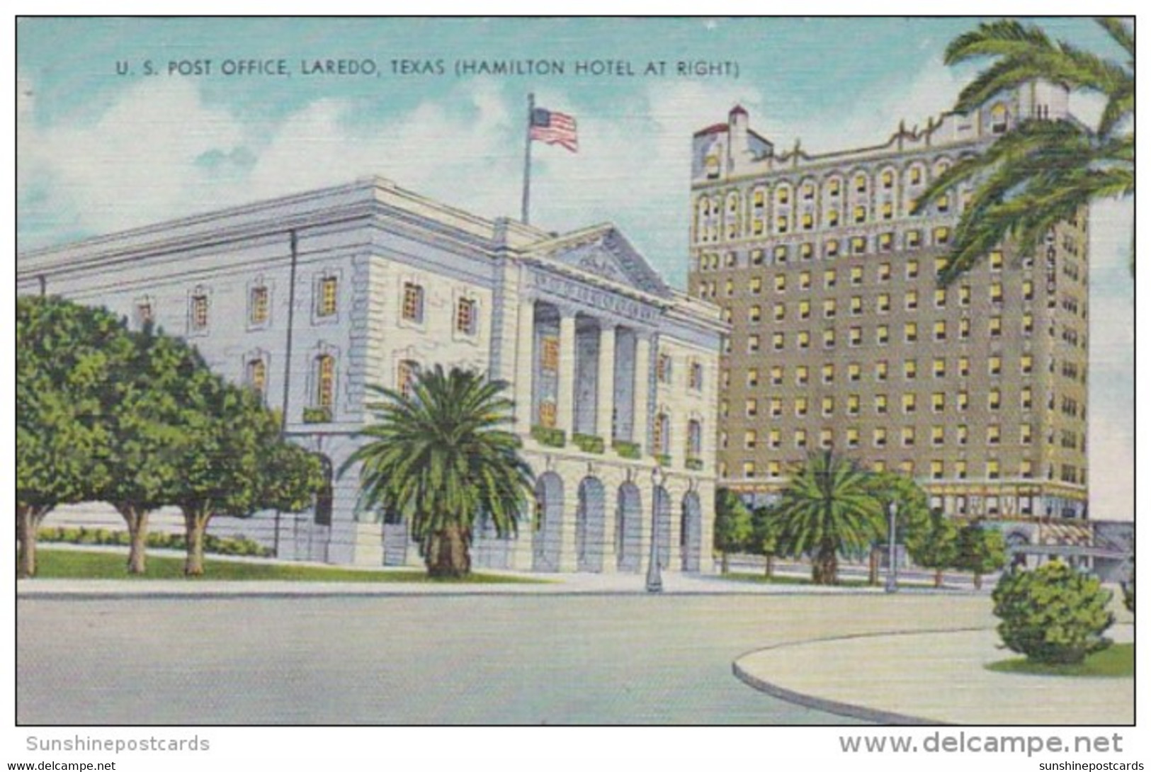 Texas Laredo Post Office With Hamilton Hotel At Right - Laredo