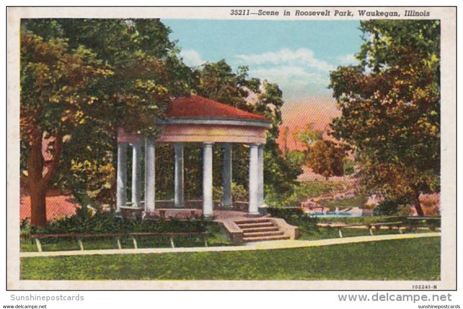 Illinois Waukegan Scene In Roosevelt Park Curteich - Waukegan