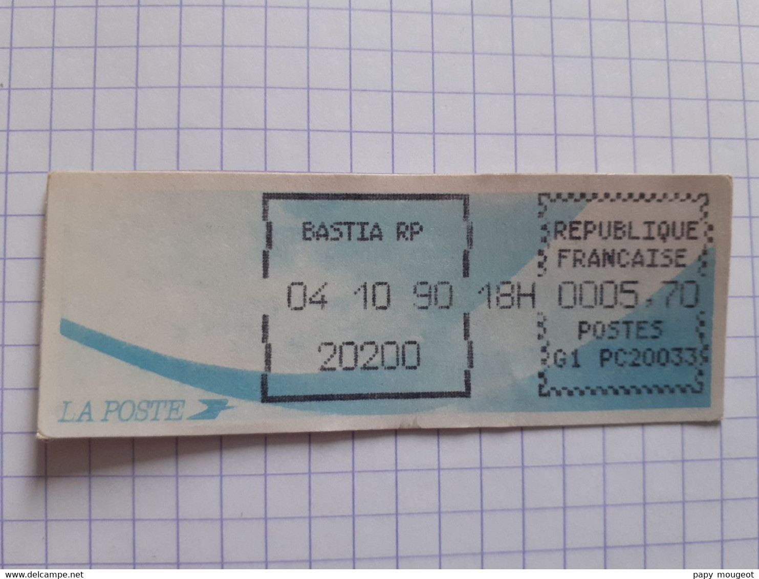 Bastia RP 20200 - 04-10-90 - G1 PC20033 Tarif 5.70 - Encre Noire - 1988 « Comète »