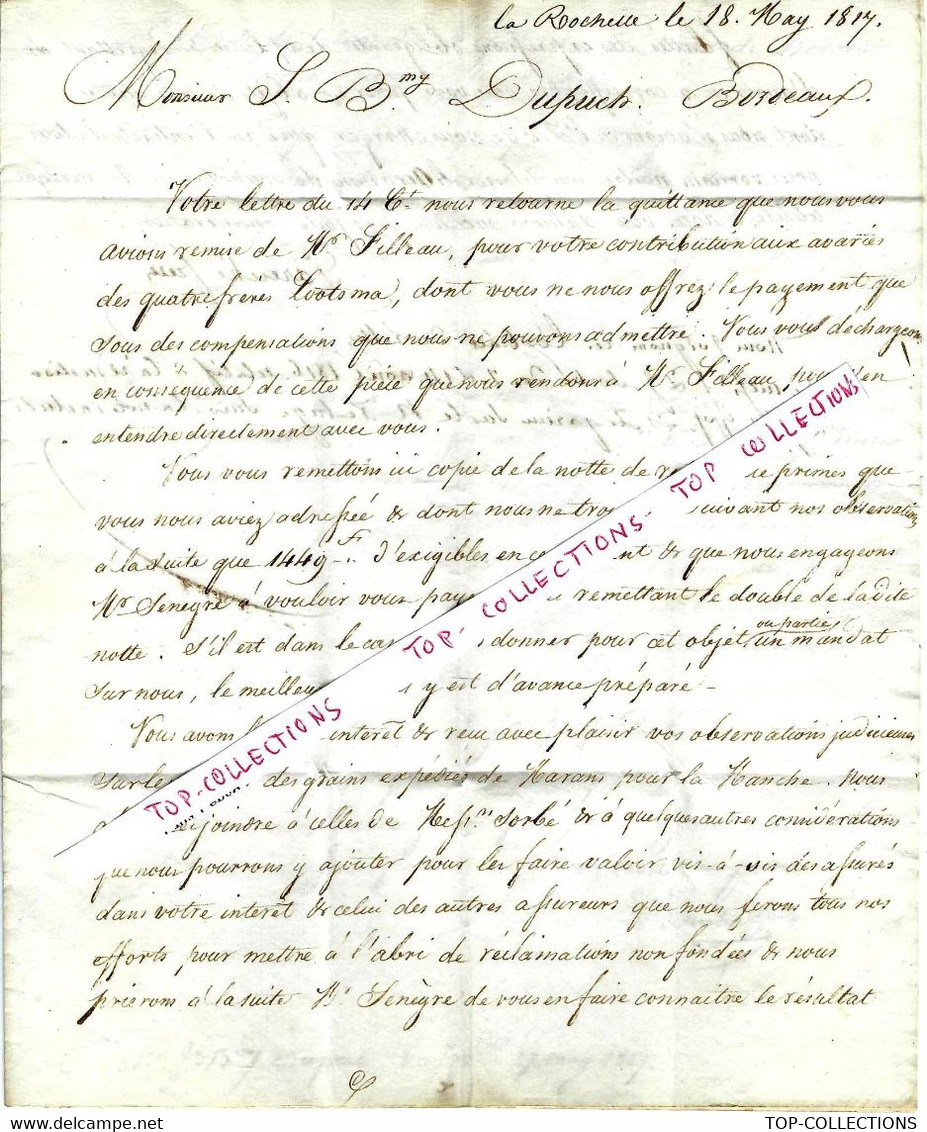 1814 LA Rochelle Sign. « Garesché  Fr; » NEGRIER TRAITE NEGRIERE  ESCLAVAGE => Dupuch  Négociant à Bordeaux V.HISTORIQUE - Altri & Non Classificati