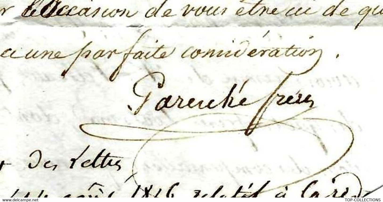 1814 LA Rochelle sign. « Garesché  Fr; » NEGRIER TRAITE NEGRIERE  ESCLAVAGE => Dupuch  négociant à Bordeaux V.HISTORIQUE