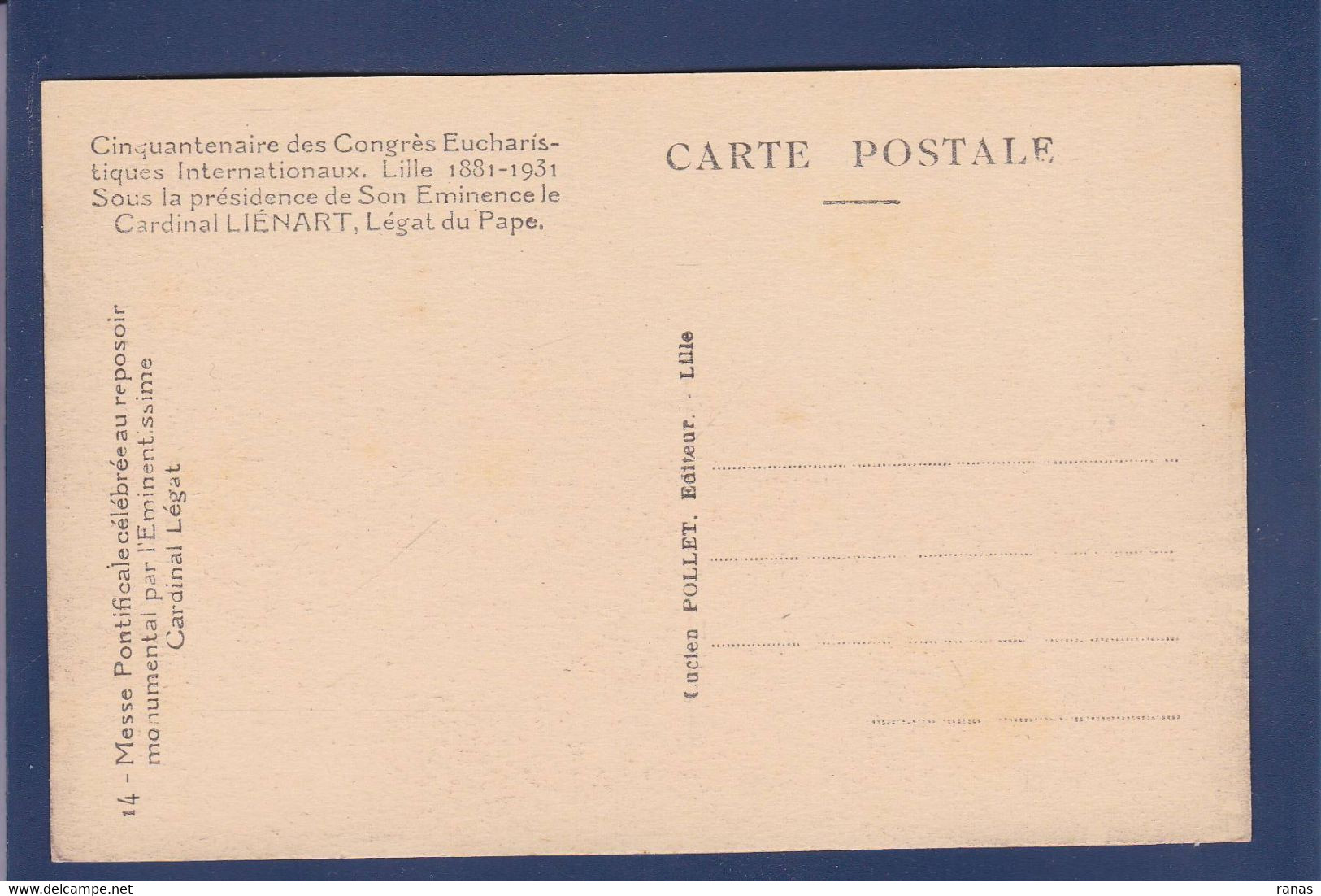 CPA [59] Nord > Lille Cinquantenaire Des Congrès Eucharistiques Internationaux Non Circulé 1931 - Lille