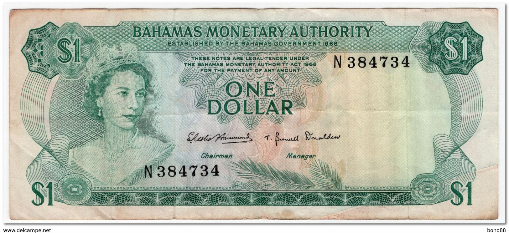 BAHAMAS,1 DOLLAR,1968,P.27,F-VF - Bahamas