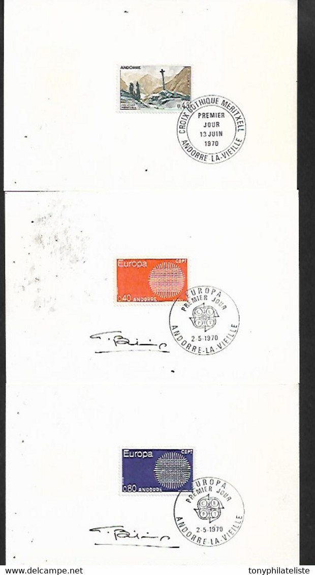 Andorre Francais De 1970 En Premier Jour Des N° N°202 A 204 - Lettres & Documents