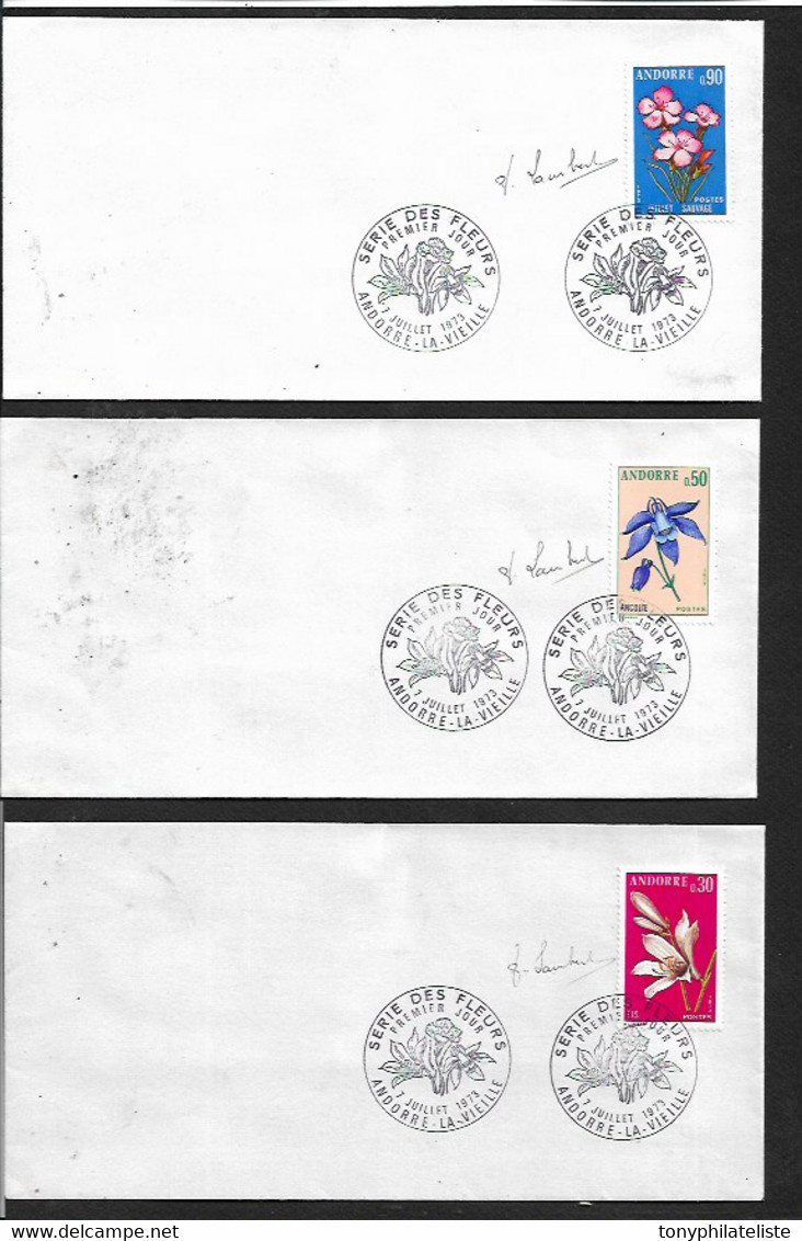 Lettres D'andorre Francais De 1973 Des N° 229 A 231 En Premier Jour - Storia Postale