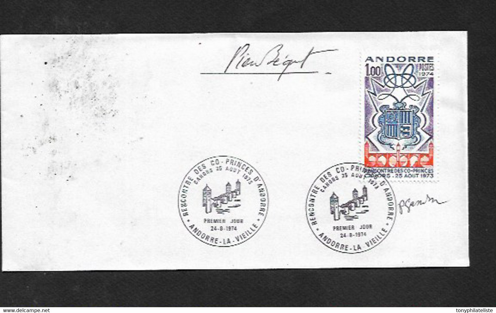 Lettre D'andorre Francais De 1974 En Premier Jour Avec Le N°239 - Covers & Documents