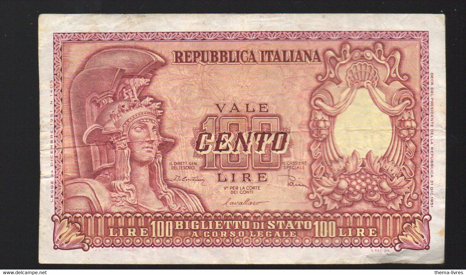 Italie: Billet 100 Lires  Biglietto Di Stato  (PPP35449) - 100 Liras