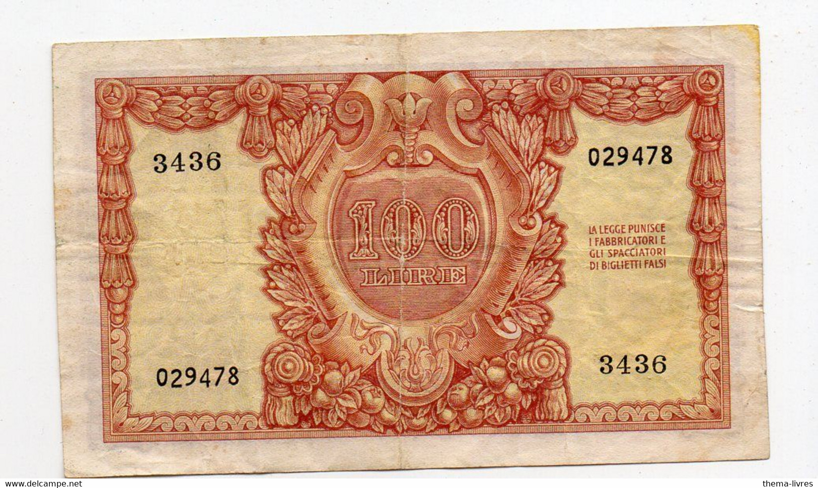 Italie: Billet 100 Lires  Biglietto Di Stato  (PPP35449) - 100 Liras
