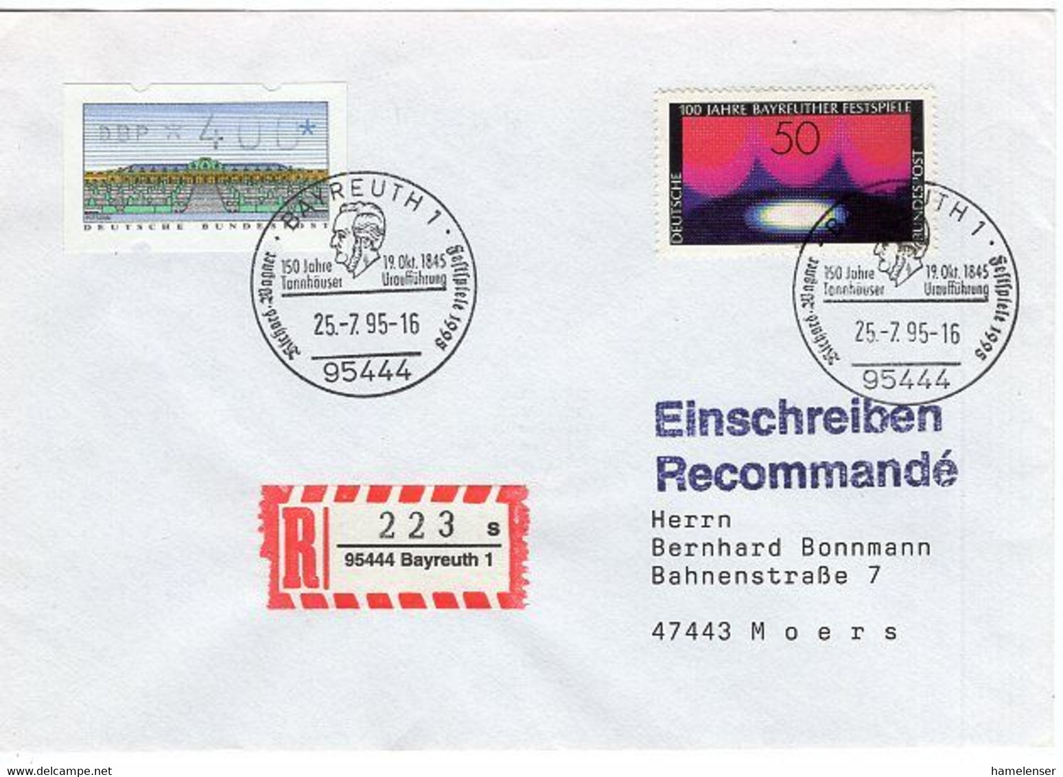51523 - Bund - 1995 - 50Pfg. Bayreuther Festspiele MiF A RBf BAYREUTH - RICHARD-WAGNER-FESTSPIELE ... -> Moers - Musique