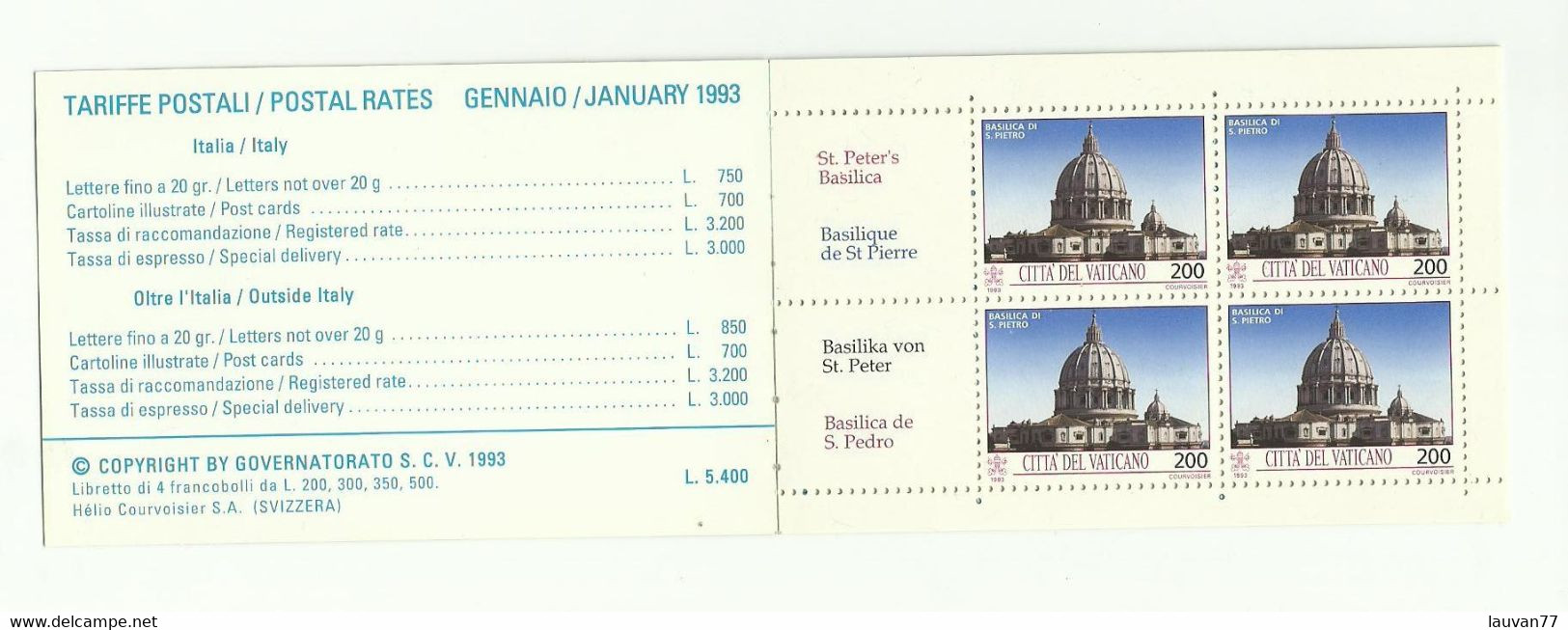 Vatican CARNET N°C942 Neuf** Cote 11€ (complet) - Markenheftchen