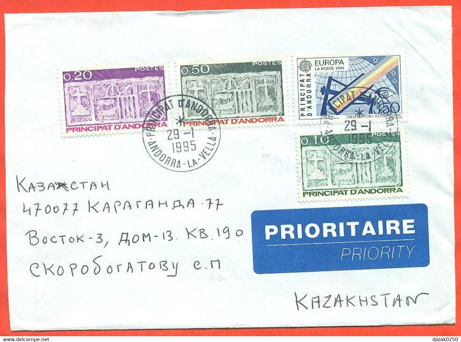 Andorra 1995. The Envelope Passed Through The Mail. Airmail. - Brieven En Documenten