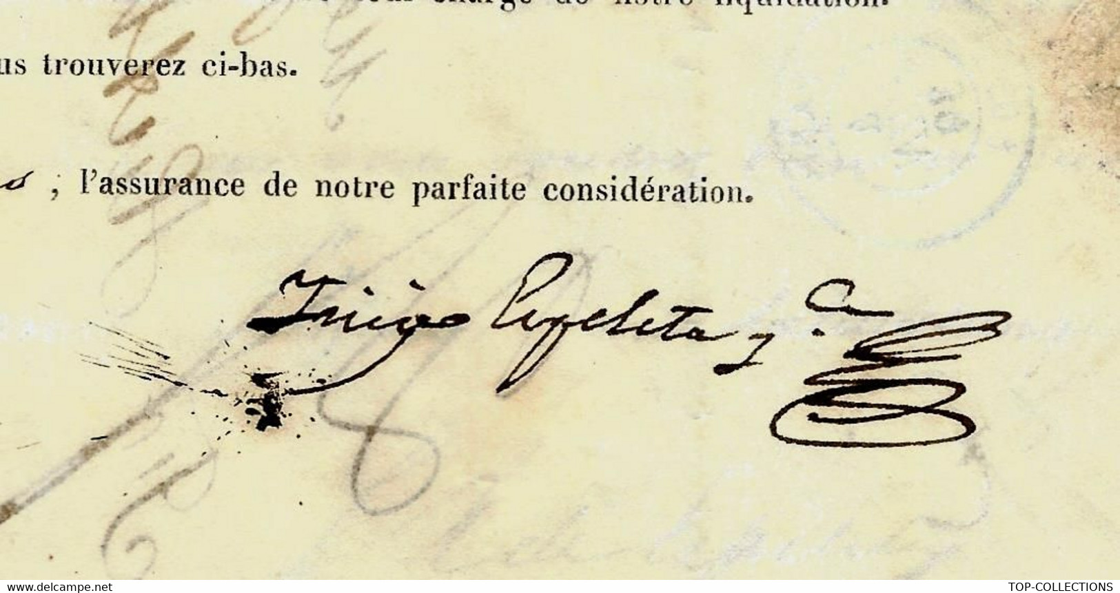 FAMILLE NOBLESSE D’EZPELETA  1839  Sign.  Inigo D’Ezpeleta Banque Negoce Navigation  Bordeaux  =>Huth Banque LONDRES - Autres & Non Classés