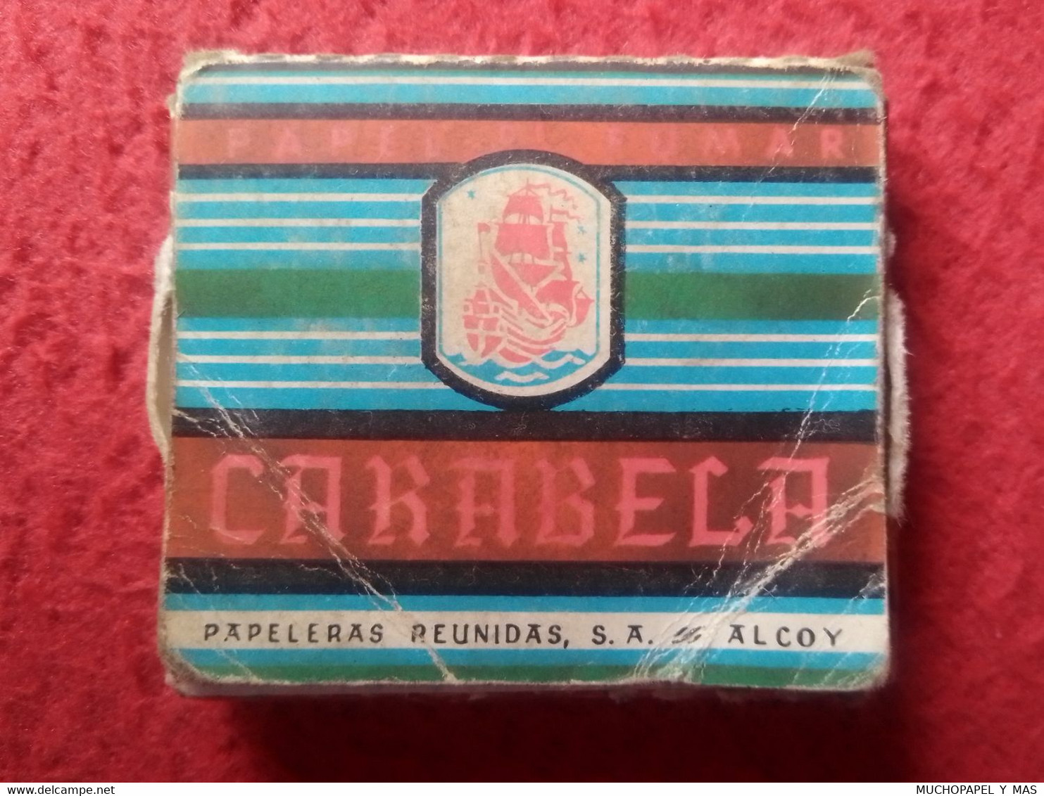 SPAIN ANTIGUA CAJA CAJITA DE PAPEL DE FUMAR MARCA CARABELA PAPELERAS REUNIDAS ALCOY ROLLING PAPER PAPIER À CIGARETTES... - Otros & Sin Clasificación