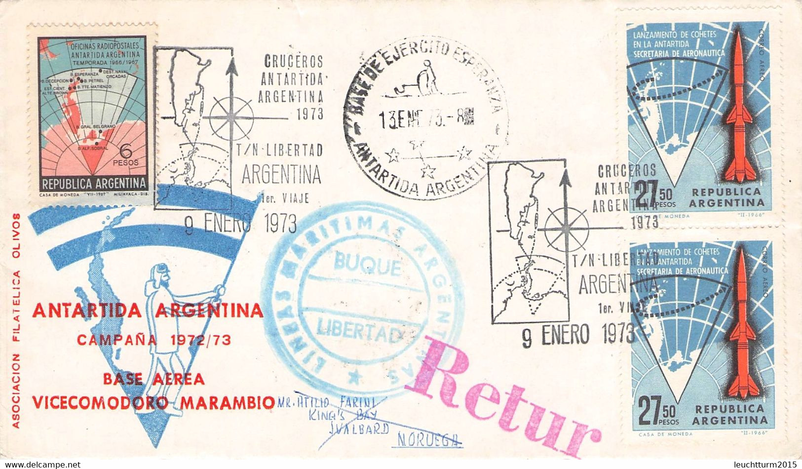 ARGENTINA - LETTER 1973 ANTARTIDA ARGENTINA CAMPANA 1972/73 / ZO230 - Briefe U. Dokumente
