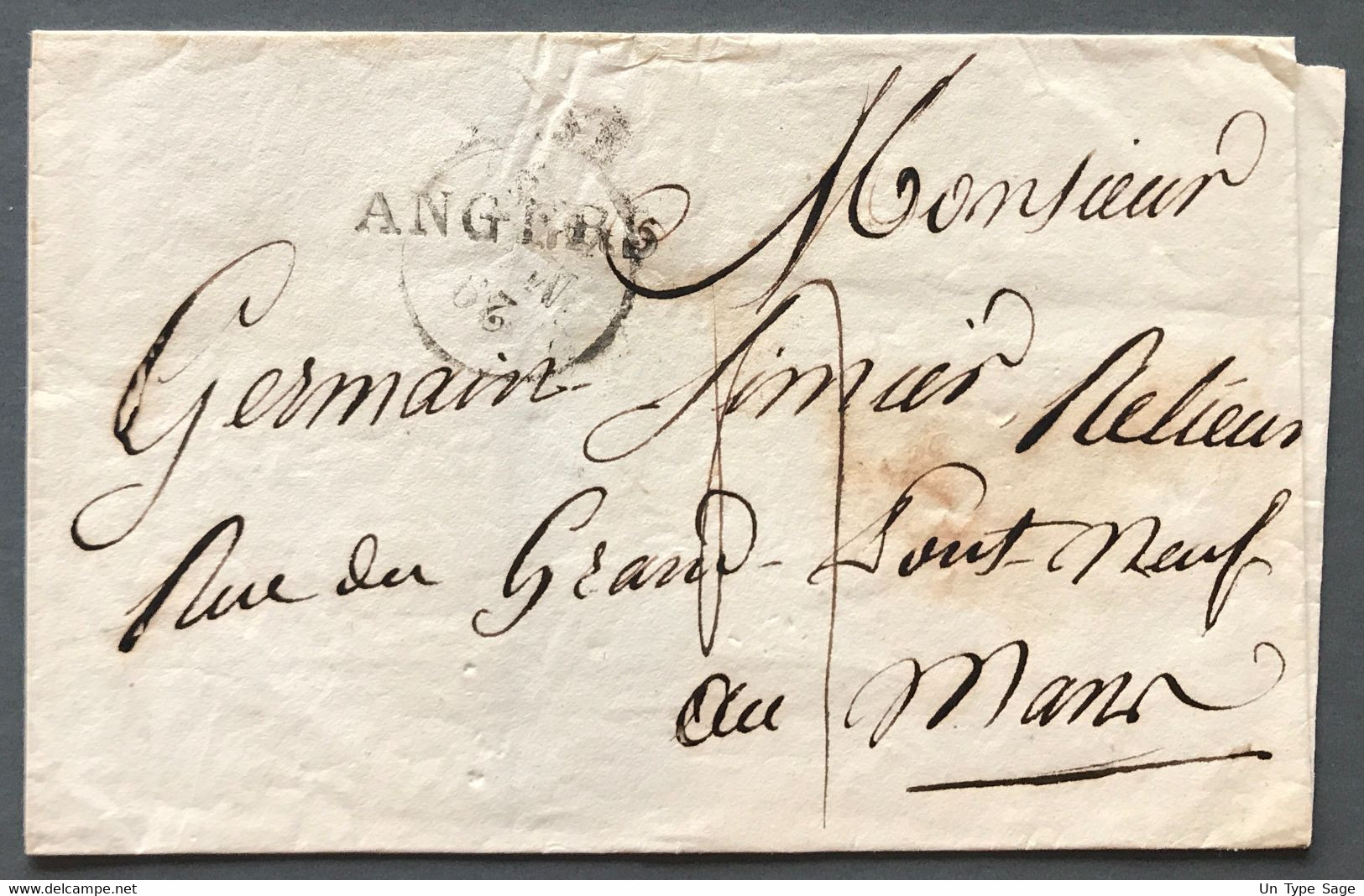 France Griffe 47 ANGERS Sur Lettre (LSC) + TAD 29.5.1828 - (A469) - 1801-1848: Précurseurs XIX