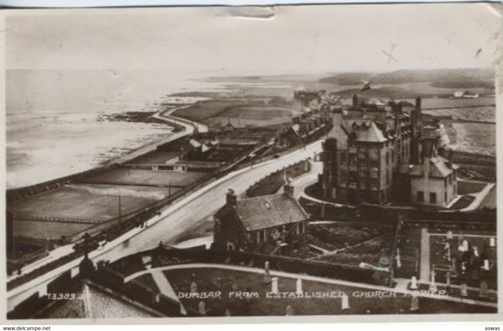 RPPC : DUNBAR From ESTABLISHED CHURCH TOWER ~ SEMI AERIAL VIEW ~ Pu1931 - East Lothian