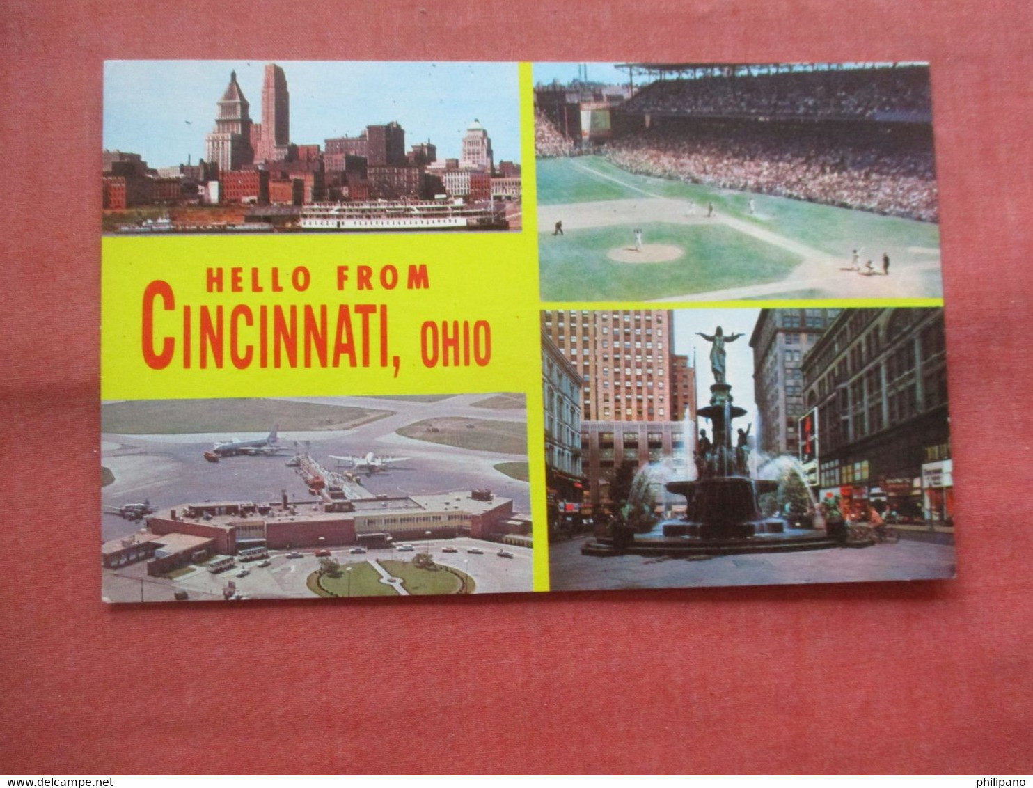 Hello From  M/V  Baseball Stadium  Airport.   Cincinnati Ohio > Cincinnati   Ref 5549 - Cincinnati