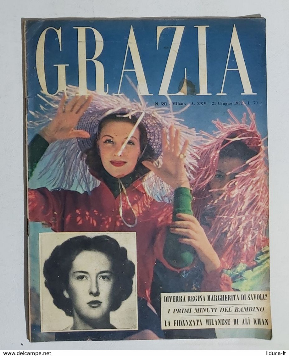 11972 GRAZIA A. XXV N. 591 - 1952 - Rita Hayworth / Margherita Di Savoia Aosta - Mode