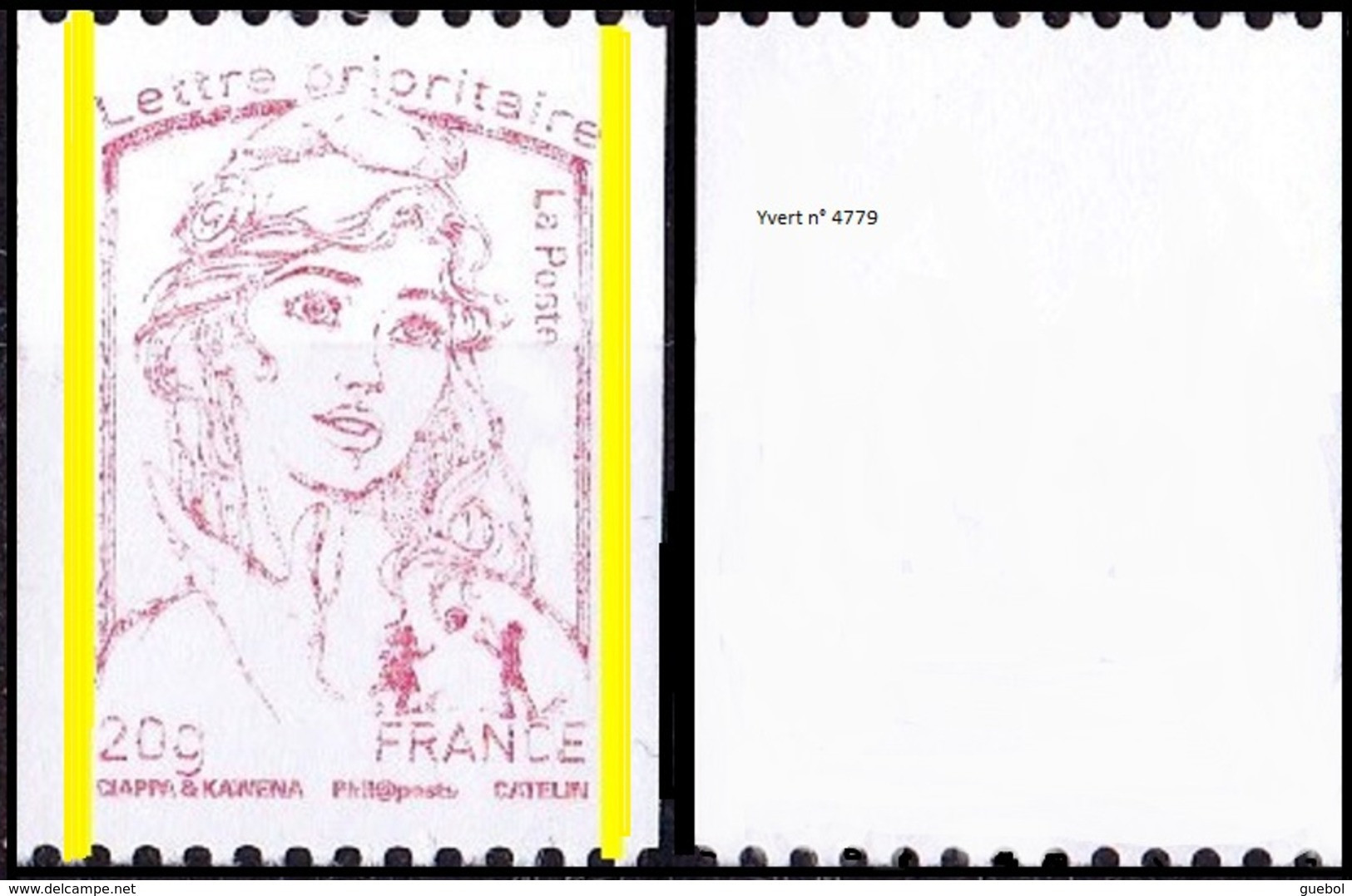 France Variété N° 4779_d ** Marianne De La Jeunesse Par Ciappa Et Kawena, Sans Numéro Noir, Impression à Sec - Unused Stamps