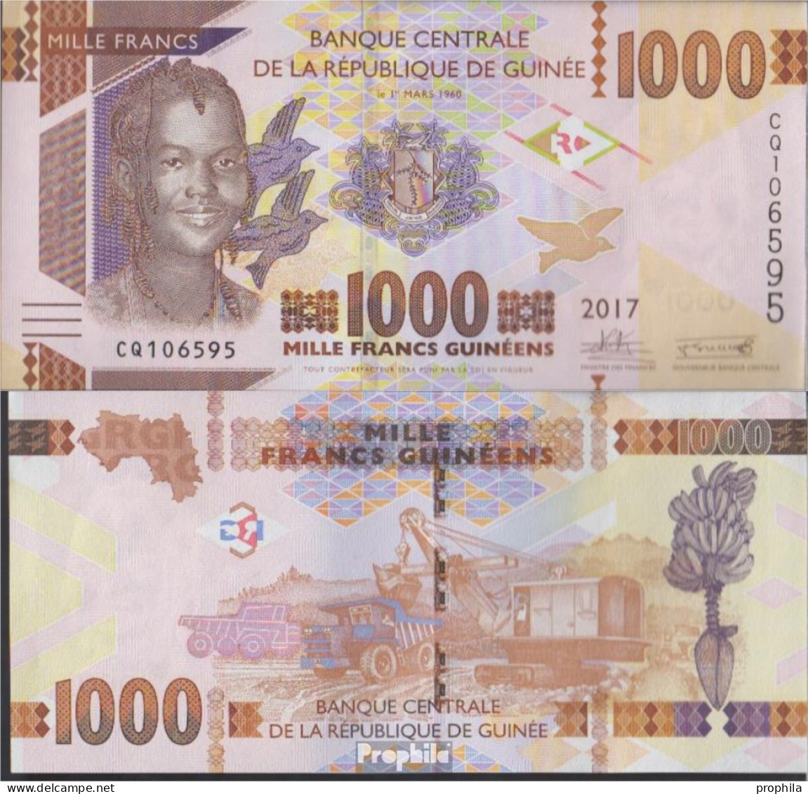 Guinea Pick-Nr: 48b Bankfrisch 2017 1.000 Francs - Guinee