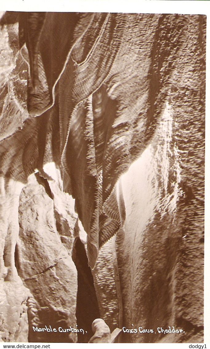 MARBLE CURTAIN, COX'S CAVE, CHEDDAR, SOMERSET, ENGLAND. UNUSED POSTCARD H6 - Cheddar