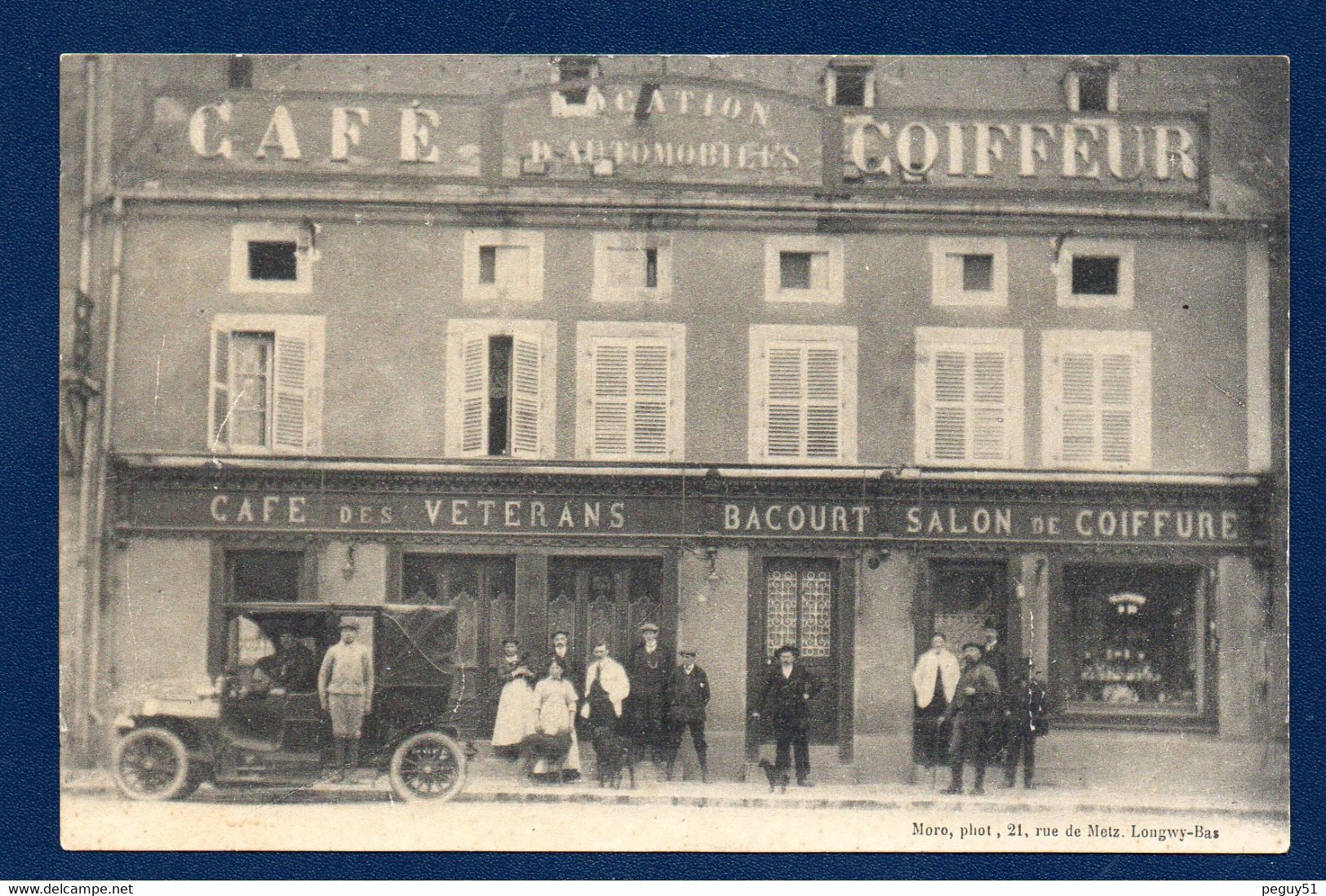 54. Longwy- Bas. Café Des Vétérans. Bacourt. Salon De Coiffure. Location D'automobiles - Longwy