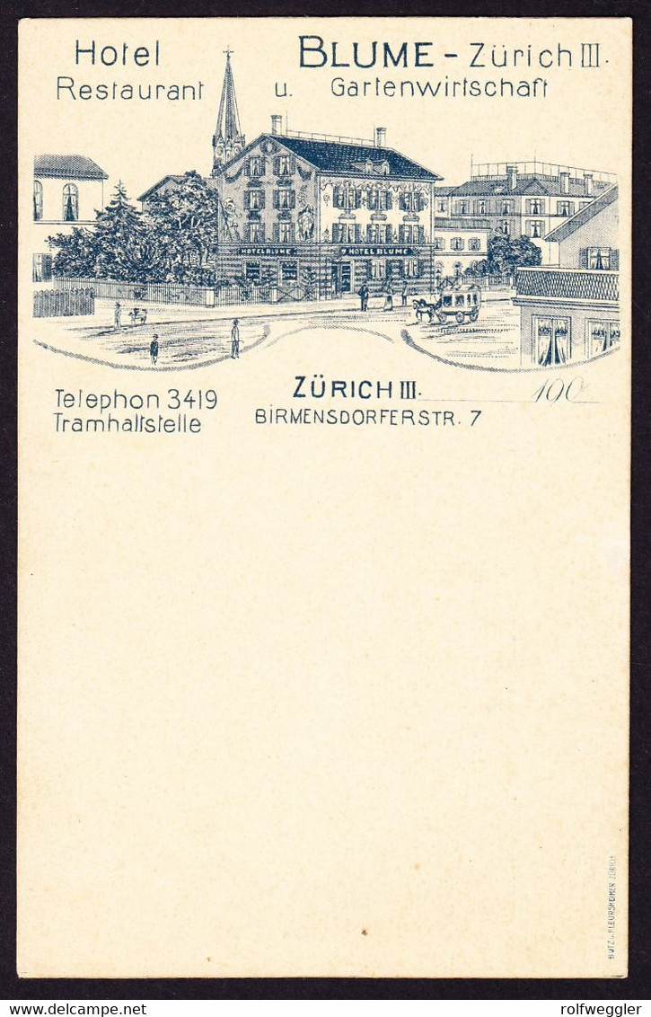 Um 1900 Hotel Reklame AK: Hotel Mit Gartenwirtschaft, Blume. Zürich Birmensdorferstrasse. Ungelaufen - Birmensdorf