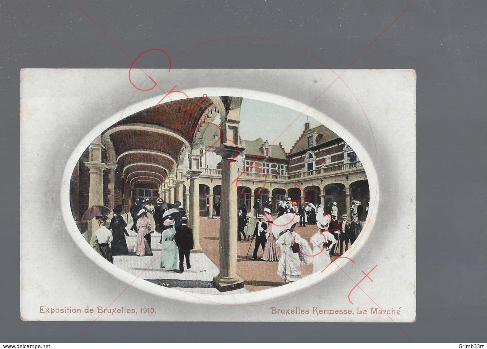Bruxelles - Expo 1910 - Bruxelles Kermesse, Le Marché - Postkaart - Fêtes, événements