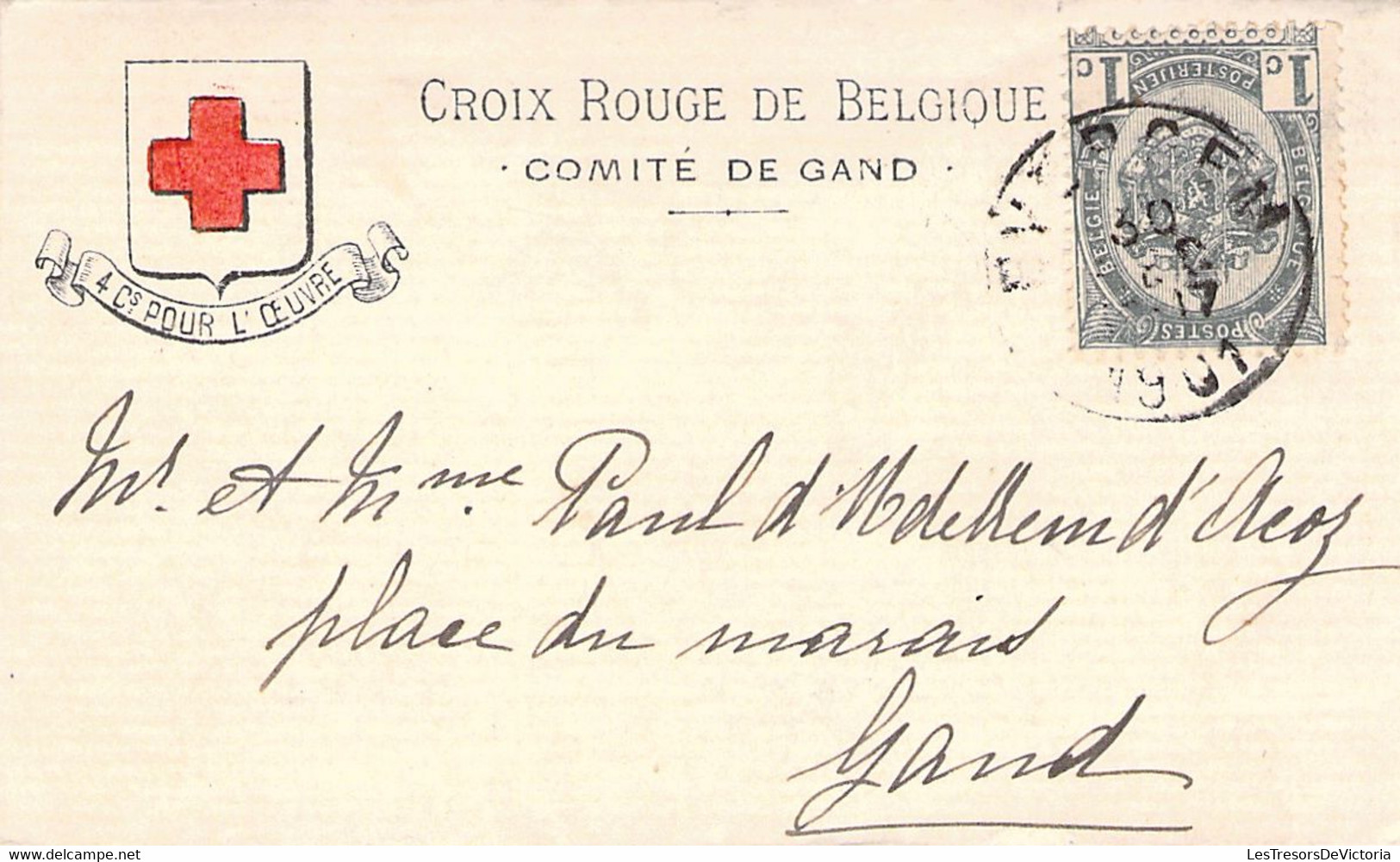 Petite Enveloppe Croix Rouge De Belgique (10x6cm) - Comité De Gand - Oblitéré En 1901 - Cruz Roja