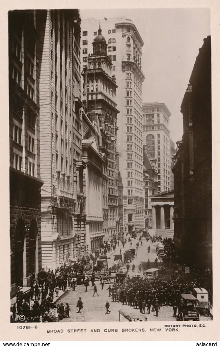 Real Photo New York Broad Street And Curb Brokers Rotary - Autres Monuments, édifices