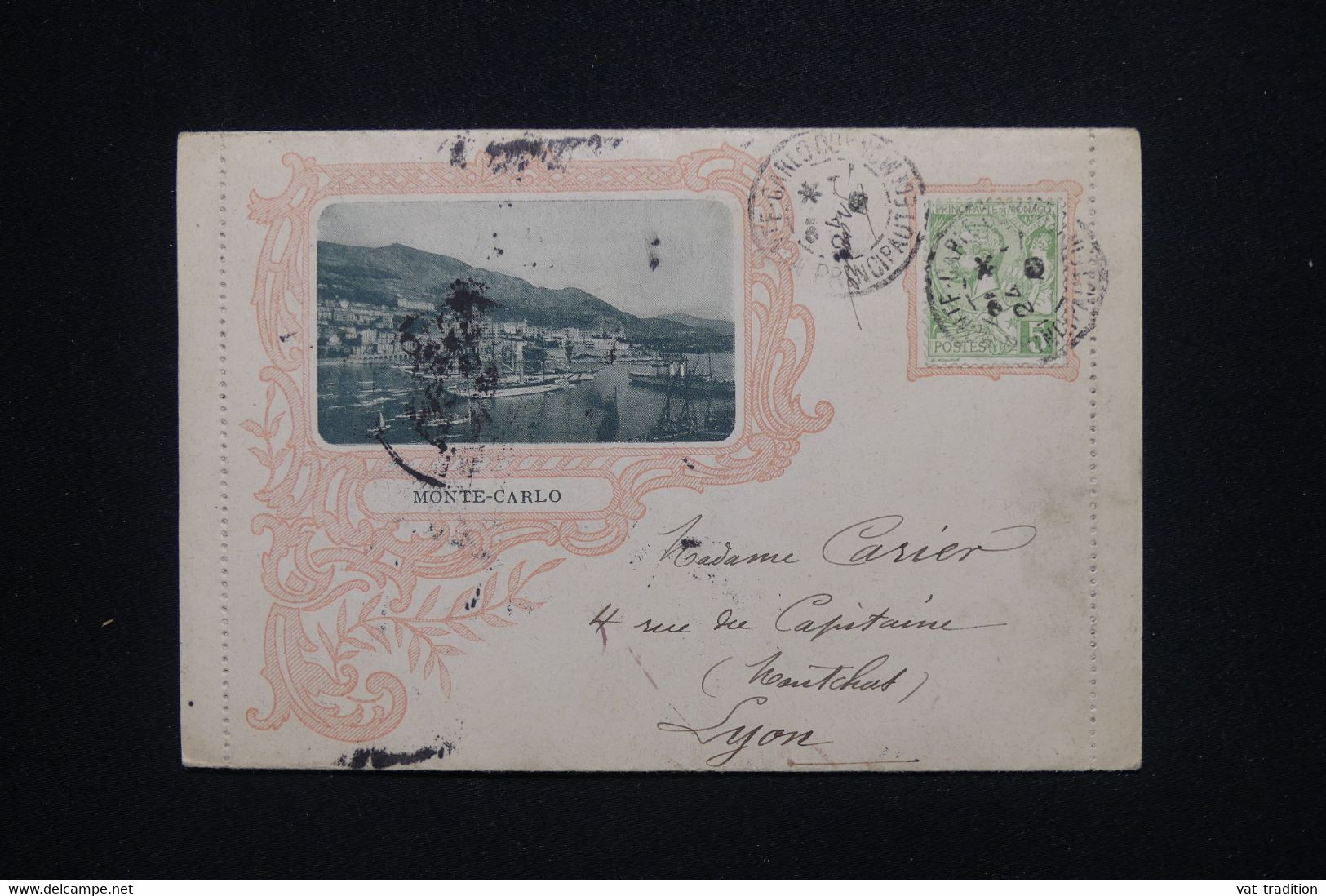 MONACO - Enveloppe Touristique Illustré De Monte Carlo Pour Lyon En 1910 - L 118741 - Lettres & Documents