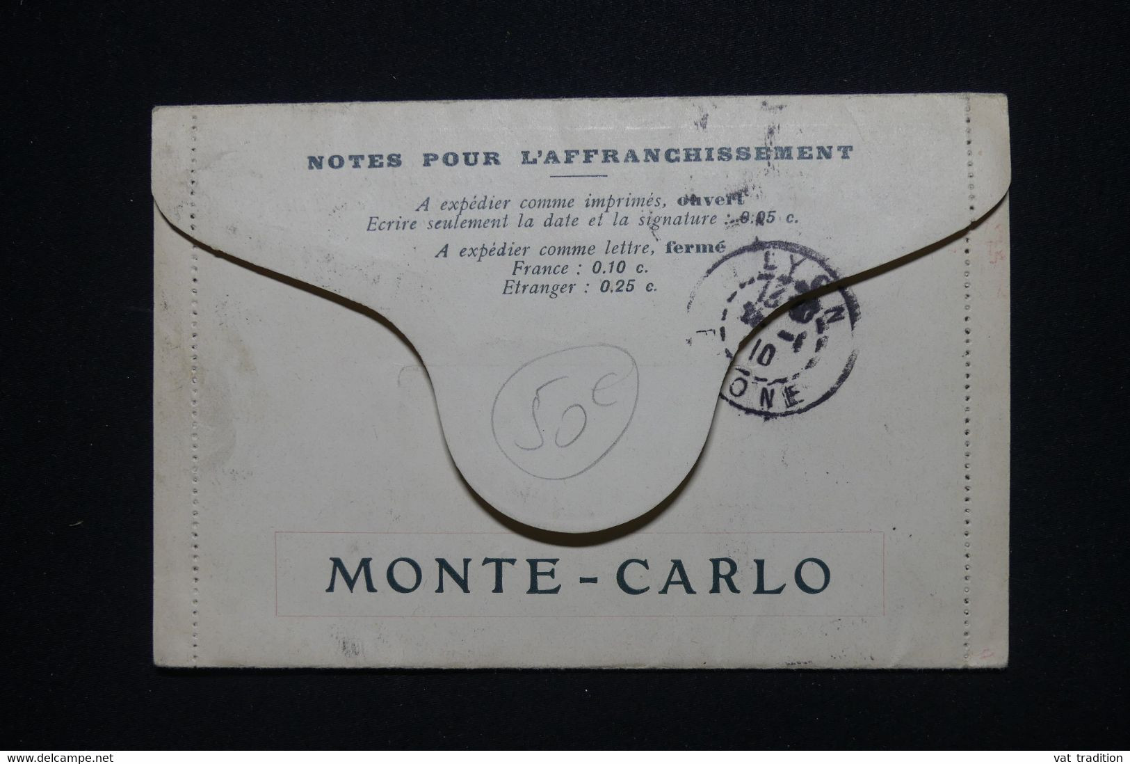 MONACO - Enveloppe Touristique Illustré De Monte Carlo Pour Lyon En 1910 - L 118741 - Cartas & Documentos